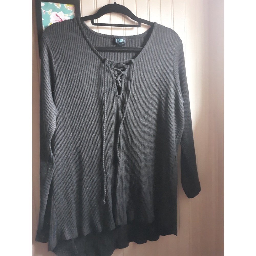 Lace up ribbed long sleeve